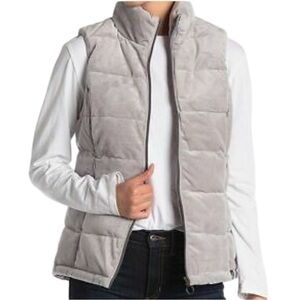 EUC Gerry Faux Suede Quilted Puffer Vest in Gray Size Medium